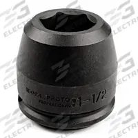 PROTO Impact Socket: 1 1/2 in Drive Size, SAE, 5 in Socket Size, 6-Point, Std, 6 3/4 in Overall Lg (MPN J15080). Key specifications — attr1215501: PROTO; attr1215515: Black Oxide; attr1215518: 5 in.