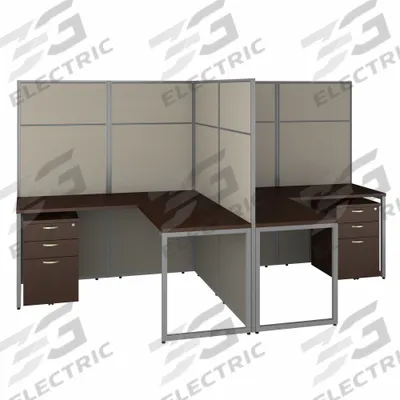 BUSH BUSINESS FURNITURE Modular Cubicle Workstation: 66 in Overall Ht, 60 in Overall Wd - Office Cubicles with Privacy Panels