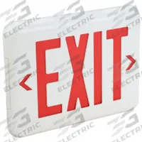 Exit Sign: Emergency Battery Backup, LED, White, Red, 1 or 2 Faces, Ceiling/End/Wall, 120/277 V AC (MPN EVEURWEI). Key specifications — Voltage: 120/277 V AC; Directional Indicators: Universal Field Selectable Chevrons; Text Color: Red; Brand: DUAL-LITE; Emergency Battery Backup: Yes; Housing Color: White; Lighting Technology: LED; Remote Capable: No.