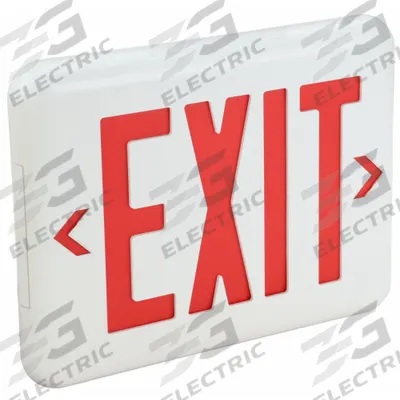 DUAL-LITE Exit Sign: Emergency Battery Backup, LED, White, Red, 1 or 2 Faces, Ceiling/End/Wall - Plastic Lighted Exit Signs