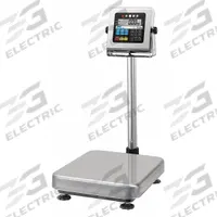 A&D WEIGHING Food Scale: 20 7/8 in Weighing Surface Dp, 15 3/8 in Weighing Surface Wd, LCD (MPN HW-100KCWP). Key specifications — Connection Ports: RS-232; Readability: 0.01 kg/0.02 lb/0.5 oz; Brand: A&D WEIGHING; IP Rating: IP65.