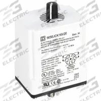 SCHNEIDER Single Function Time Delay Relay: Socket Mounted, 120V DC, 10 A, 8 Pins/Terminals (MPN 9050JCK16V20). Key specifications — Contact Rating (AC): 10 A @ 120/240V; Brand: SCHNEIDER.