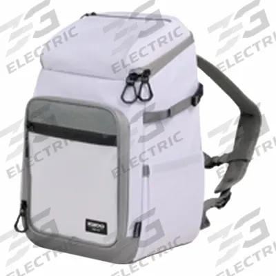 IGLOO Soft Sided Cooler: Backpack Bag, White, 30 qt Capacity, 30 Cans - Backpack Coolers