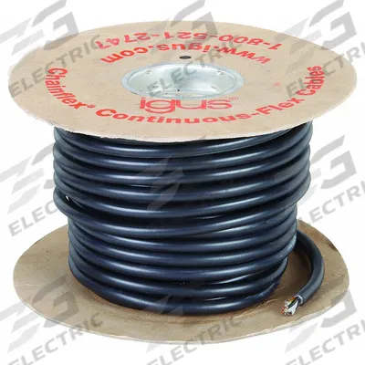 CHAINFLEX Motor Cable: 14 AWG, 4 Conductors, 25 ft, PVC Jacket - Continuous Flexing Power Cables for VFDs