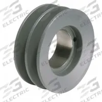APPROVED VENDOR V-Belt Pulley: 2BK32, 2 Groove, 3.35 in OD, Bushed Bore, H/QT, Cast Iron. Key specifications — Pulley Industry Number: 2BK32; Pitch Diameter: 2.6 in (4L, A); For Belt Section (broad, with similar types): 4L, A, or AX.