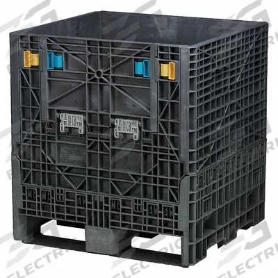 BUCKHORN Collapsible Bulk Container: 12.9 cu ft, 32 in x 30 in x 34 in, Lid Not Included - Collapsible Plastic Bulk Containers