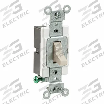 LEVITON Toggle Single-Pole, 15 Amp: Toggle Switch, Single Pole, Maintained, Light Almond - Toggle Wall Switches