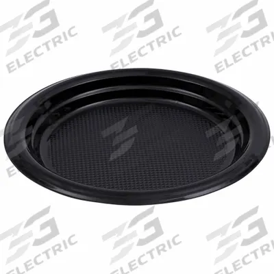 BOARDWALK Disposable Plastic Plate: Black, Heavy-Wt, 6 in Disposable Plate Size - Plastic Plates