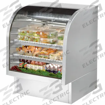 TRUE REFRIGERATION Deli Case: 47 3/4 in x 36 1/4 in x 35 1/4 in, Silver, Curved Glass - Curved Glass Display Refrigerator Merchandisers