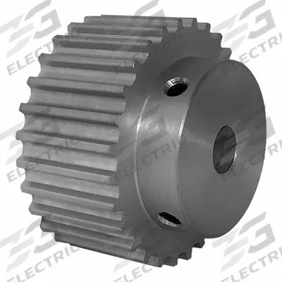 Dayton Timing Pulley: Curvilinear, Fixed, For 15 mm Belt Wd, 28 Teeth, 5 mm Pitch - HTD Section Fixed-Bore Timing Pulleys with Hub