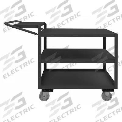 APPROVED VENDOR Utility Cart: 1,200 lb, 3 Shelves, 55 in L x 31 in W x 38 in H Overall Dim - Order-Picking Utility Carts with Lipped & Flush Metal Shelves