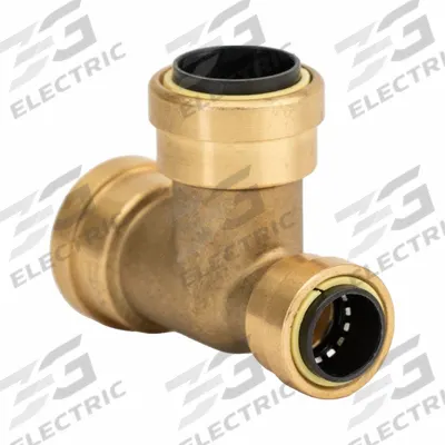 APPROVED VENDOR Reducing Tee: 3/4 in OD x 1/2 in OD x 3/4 in OD Size, Brass - Standard Brass Push-to-Connect Tube Fittings