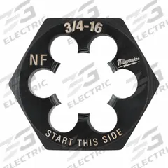 MILWAUKEE Hex Threading Die: 3/4"-16 UNF, 1 7/16 in Hex Wd, Black Oxide Carbon Steel (MPN 49-57-5378)