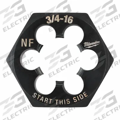 MILWAUKEE Hex Threading Die: 3/4"-16 UNF, 1 7/16 in Hex Wd - Solid Hex Rethreading Dies