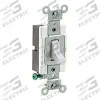 LEVITON Toggle Single-Pole, 15 Amp: Toggle Switch, Single Pole, Maintained, White, 120/277V AC, 15 A (MPN CS115-2W). Key specifications — Illuminated: No; Voltage Rating: 120/277V AC.