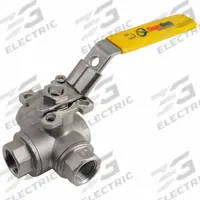 APPROVED VENDOR Manual Three-Way Ball Valve: 2 in, 316 Stainless Steel, FNPT x FNPT x FNPT (MPN 06Q051N04020). Key specifications — Brand: APPROVED VENDOR.