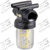BANJO Inline Strainer: Polypropylene, 3/4 in, NPT, Mesh, 0.007 in Screen Size, 4 1/4 in Ht, 3 in Lg (MPN LSTM075-80C). Key specifications — Screen Material: 316 Stainless Steel; Bowl Color: Clear; Material: Polypropylene; Brand: BANJO; Seal Material: EPDM; Color: Yellow.