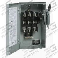 EATON Safety Switch: Non-Fusible, 60 A, Three Phase, 240V AC, Galvanized Steel, Indoor/Outdoor (MPN DG322URB). Key specifications — attr867131: EATON.
