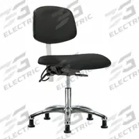 ESD/Cleanroom Chair: Vinyl, Armless, Ht Range 19 in to 24 in, 19 in Seat Wd, 18 in Seat Dp, 5 Glides (MPN BR-NECR-DHCH-CR-T0-A0-EG-ESDBLK). Key specifications — Foot Support: No; Back Tilt Backward: 13.5°; Back Tilt Forward: 10.5°; Base Material: Aluminum; Brand: APPROVED VENDOR; Product Type: Cleanroom Chair; Cleanroom Class: ISO 5; ESD-Safe: ESD-Safe.