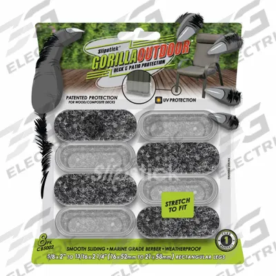 GORILLAOUTDOOR Furniture Glides: Felt, 5/8 in Overall Wd, Rectangle, Gray - Felt Pads