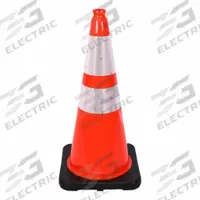 Traffic Cone: MUTCD/NCHRP-350, 28 in Cone Ht, Orange, High-Intensity Prismatic, PVC, 7 lb Base Wt (MPN 15028-HIWB-T24-7). Key specifications — Base Color: Black; Brand: TRAFFIX DEVICES/VIZCON; Cone Material: PVC; Includes: Grip Top.