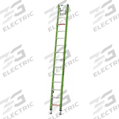 LITTLE GIANT Extension Ladder: 28 ft Ladder Size, Fiberglass, 375 lb Load Capacity - Cable Grab Non-Conductive Fiberglass Extension Ladders