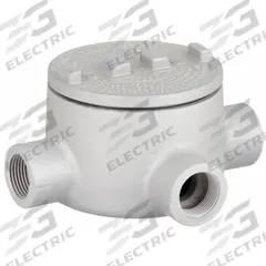 Conduit Outlet Body: Aluminum, GR, 2 in Trade Size, X Body, 76 cu in Body Capacity (MPN GRX200-A). Key specifications — Series: For Standard Body; Compatible Conduit Trade Size: 2 in; Thread Gender: Female; Hub Style: Threaded; Cover Included: Yes; Body Style: X; Connection Type: Threaded; Back Type: Round.