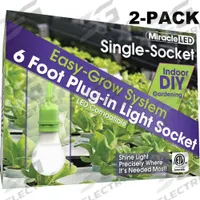 LED Ready Corded Ligh,Single Socket,PK2: 1 Lightheads, Medium Screw (E26), 6 ft Lg, 2 PK (MPN 602197). Key specifications — Bulb Base Type: Medium Screw (E26); Brand: MIRACLE LED; Voltage: 120 to 220V AC.