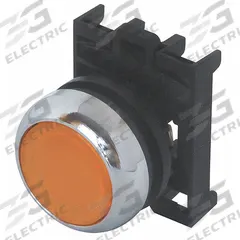 EATON Flush Push Button: 22 mm Mounting Size, Non-Metallic, Momentary (MPN M22M-DL-A). Key specifications — Brand: EATON; Action: Momentary; Series: M22; Push Button Material Type: Non-Metallic.
