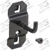 APPROVED VENDOR Single Rod Pegboard Hook: 1 1/2 in x 1 in, Screw-In, Surface, Black (MPN 5TPK0). Key specifications — Mounting Type: Surface; Color: Black; Accessory Type: 90-Degree Single Hook; Locking System: Screw-In; Brand: APPROVED VENDOR.