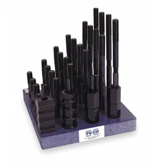 TE-CO Clamping Kit: For 1 in T-Slot, 7/8"-9 Stud, 38 Pc (MPN 20614). Key specifications — Includes Studs: (4) 4 in; Brand: TE-CO.