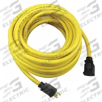 APPROVED VENDOR Extension Cord: Outdoor Use, 50 ft Lg, Outlet, 5-15P, 10/3, SJTW, Yellow, 125V AC (MPN 52NY16). Key specifications — Brand: APPROVED VENDOR; Temperature Rating: -40° to 167°F; NEMA Plug Configuration: 5-15P.