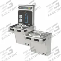 HALSEY TAYLOR Bi-Level Drinking Fountain with Bottle Filler: On-Wall, 8 gph @ 50°F, Stainless Steel (MPN HTHB-HAC8BLSS-NF). Key specifications — Brand: HALSEY TAYLOR; Housing Material: Stainless Steel; Housing Finish: Plain; Chilling Capacity: 8 gph @ 50°F; Housing Color: Silver.