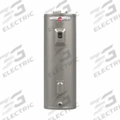 RHEEM Electric Water Heater: 240V, 50 gal, 5 kW, Single Phase, 48 in Ht, 25 gph @ 90°F Rise (MPN PROPE50 M2 RH CG /701691). Key specifications — Phase: Single; Brand: RHEEM; Maximum Recovery Flow Rate: 25 gph @ 90°F Rise.