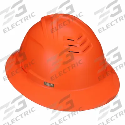 V-GARD Full Brim Cooling Helmet: Orange, No Graphics, Ratchet (4-Point), Ratchet - Vented Full Brim Hard Hats (Type 1, Class C)