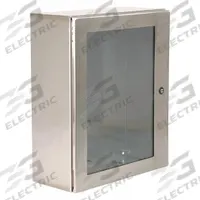 WIEGMANN Enclosure: 304 Stainless Steel, 24 in x 24 in x 8 in, NEMA 12/13/3R/4/4X, Hinged (MPN N412242408WSSC). Key specifications — Brand: WIEGMANN; Closure Method: 1/4-Turn Latch; Enclosure Material: 304 Stainless Steel; Knockouts: Not Included.