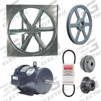 DAYTON Supply Fan w/Drive Package: Belt Drive, 48 in Blade, Totally Enclosed, 31,442 cfm, 3 ph, 3 hp (MPN 7D530). Key specifications — Nameplate Voltage: 230/460V AC; Assembled: Unassembled; Brand: DAYTON; Enclosure Design: Totally Enclosed Motor.