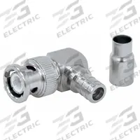 DOLPHIN COMPONENTS CORP Coaxial Connector (Right Angle): Male, Connector, Silver, Crimp-On, 10 PK (MPN DC-R-2). Key specifications — attr930438: Connector; attr930422: DOLPHIN COMPONENTS CORP; attr930423: Silver; attr930429: Nickel-Plated; attr930430: Male; attr976216: Right Angle.