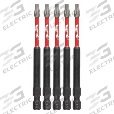 MILWAUKEE Driver Bit: Power Bit, T20 Bit Size, Imperial, Torx Head, T20 Bit Industry Size - Impact Torx Bits