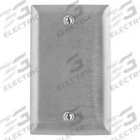 HUBBELL Wall Plate: Blank, 1 Gang, Silver, Std Size (MPN SS13). Key specifications — Brand: HUBBELL; Material: Stainless Steel.