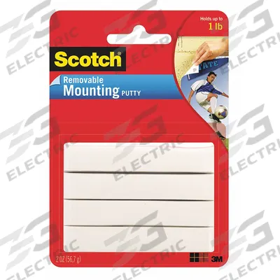 SCOTCH Mounting Putty: Multipurpose Repair, 2 oz Container Size, Strips, White - Mounting Putties