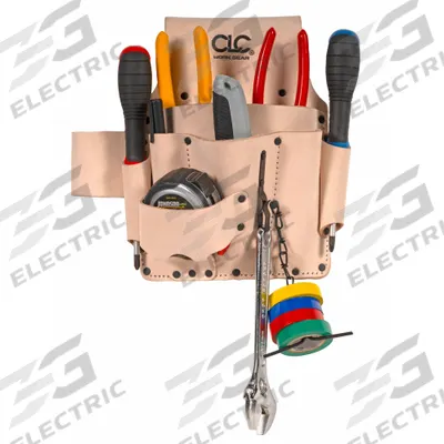 CLC Tool Pouch: For 2 3/4 in Belt Wd - Max, 8 Pockets, Tan - Leather Tool Pouches