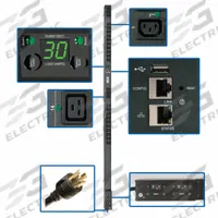 EATON TRIPP LITE PDU: Single-Phase, 24 Outlets, C13/C19, Metered, Remote-Monitored, 0 RU (MPN PDUNVR30HVLX). Key specifications — Plug Type: NEMA L6-30P; Brand: EATON TRIPP LITE; Phase: Single-Phase; Receptacle Type: C19; Facing: Front.