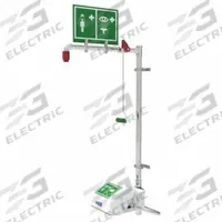 HUGHES SAFETY Shower with Eyewash: Wall Mnt, Covered, Plastic Bowl, Stainless Steel Pipe (MPN 33GS45G). Key specifications — Brand: HUGHES SAFETY.