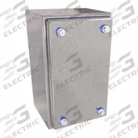 HAMMOND Enclosure: 304 Stainless Steel, 7 in x 4 in x 4 in, NEMA 12/3R/4/4X, Solid Cover, Screw On (MPN HYJ854SS). Key specifications — Brand: HAMMOND; Closure Method: Screws; Enclosure Material: 304 Stainless Steel; Knockouts: Not Included.