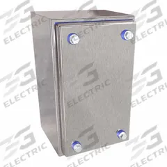 HAMMOND Enclosure: 304 Stainless Steel, 7 in x 4 in x 4 in, NEMA 12/3R/4/4X, Solid Cover, Screw On (MPN HYJ854SS). Key specifications — Brand: HAMMOND; Closure Method: Screws; Enclosure Material: 304 Stainless Steel; Knockouts: Not Included.