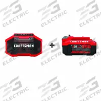 CRAFTSMAN Bluetooth Speaker: Speaker, V20*, Auxiliary/Bluetooth®/USB, ANSI Z87.1, USB, 20V DC (MPN CMCR001B/CMCB204). Key specifications — attr1255938: V20*; attr1291279: 1 Battery, No Charger.