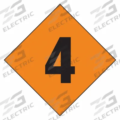 LABELMASTER Fire Division Symbol Placard: 4, 24 in, 24 in Label Wd, Reflective Plastic-Lite