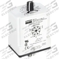 DAYTON Single Function Time Delay Relay: Socket Mounted, 24V AC/DC, 10 A, 8 Pins/Terminals, On Delay (MPN 24EP06). Key specifications — Brand: DAYTON.