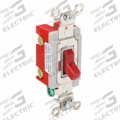 HUBBELL Wall Switch: Toggle Switch, Double Pole, Maintained, Red, 120/277V AC - Toggle Wall Switches